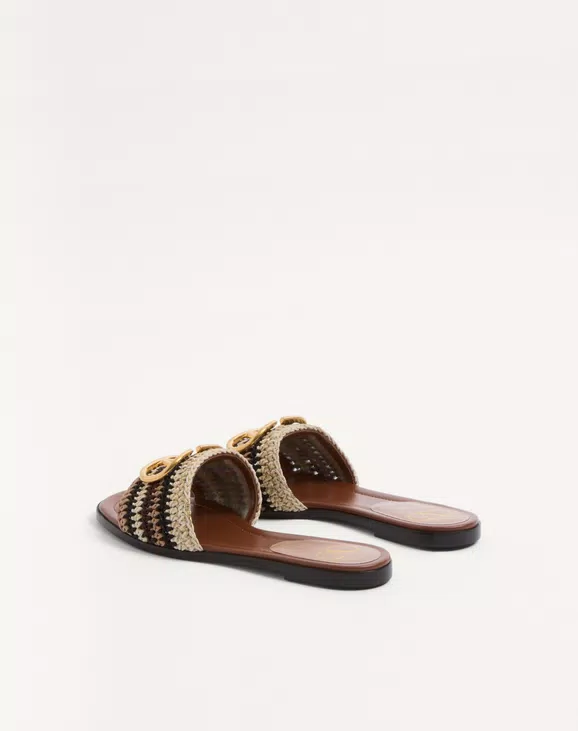 Valentino Vlogo Signature Slide Sandal With Crochet Embroidery - Image 4